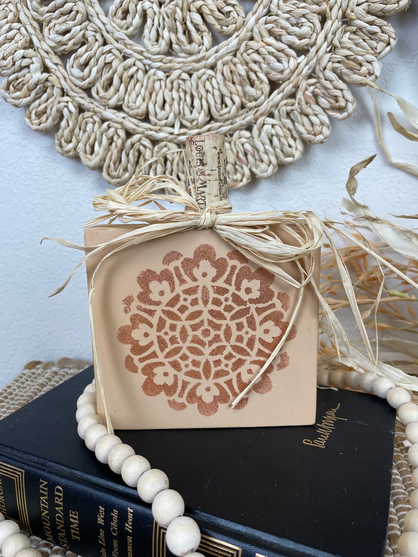 Handmade Reclaimed Wood Peach Boho Pumpkin