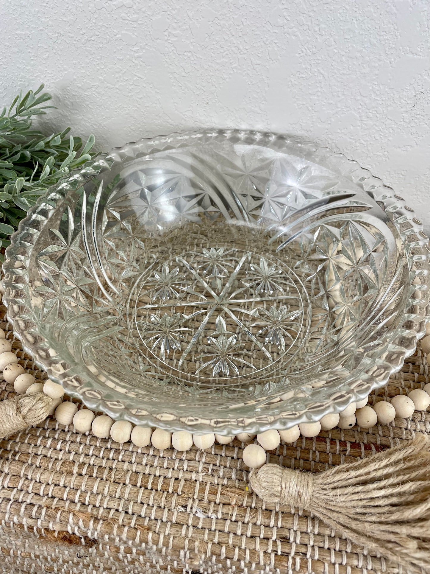 Vintage Anchor Hocking Stars & Bars Glass Serving Bowl