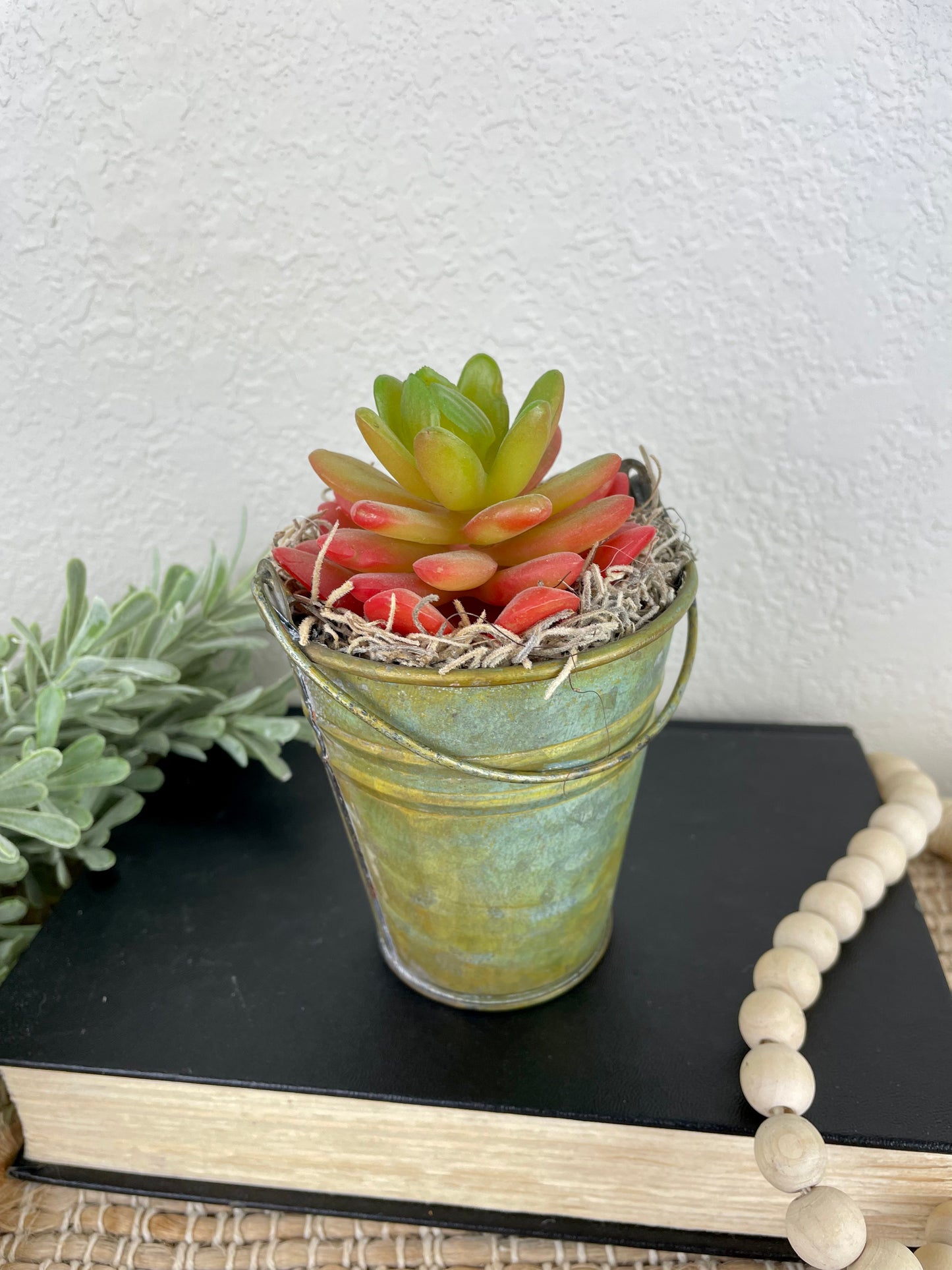 Handmade Faux Succulent Bucket Plant