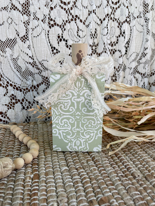 Handmade Reclaimed Wood Light Sage Boho Pumpkin