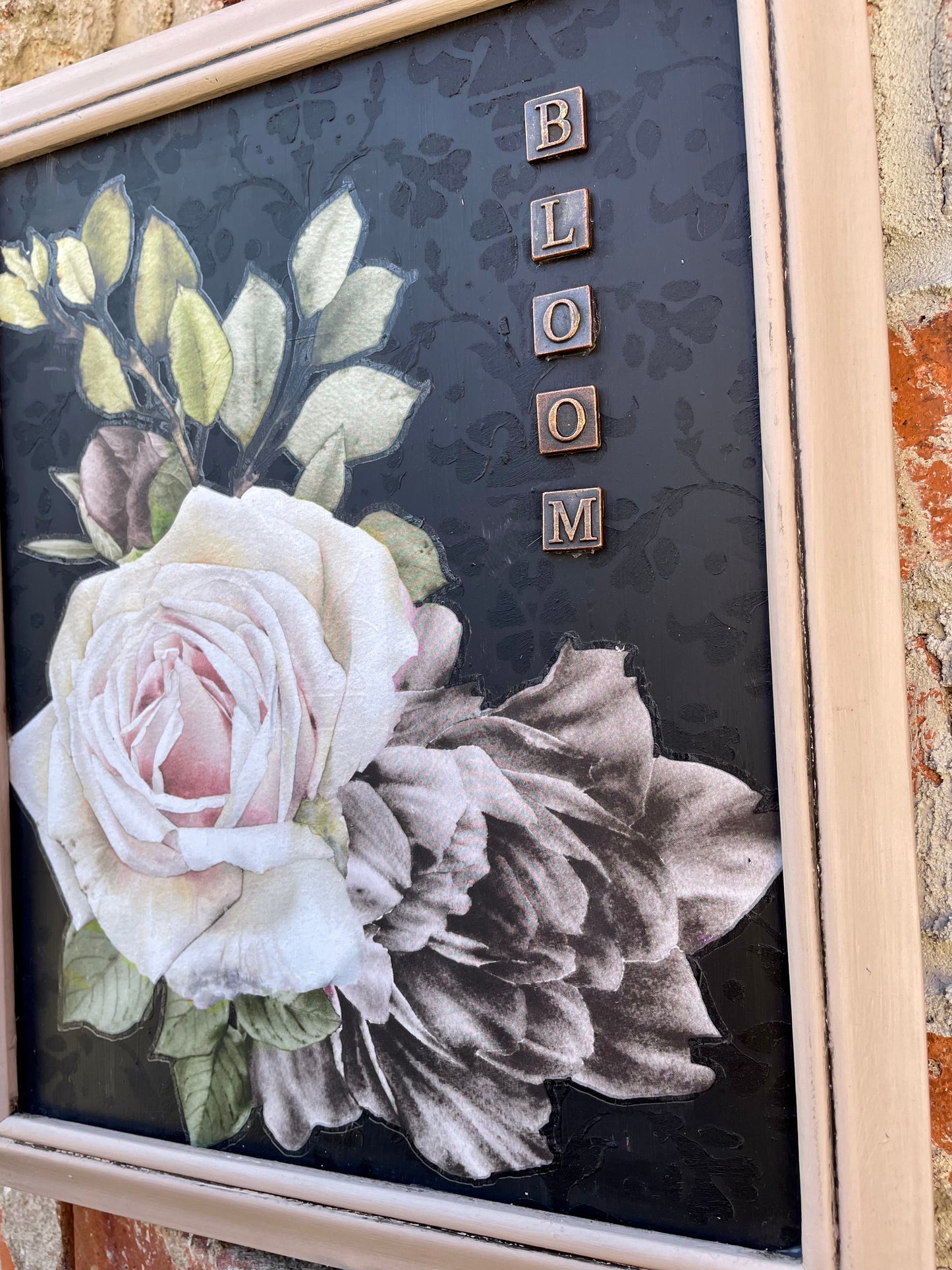 Handmade Upcycled Picture Frame “Bloom” Sign