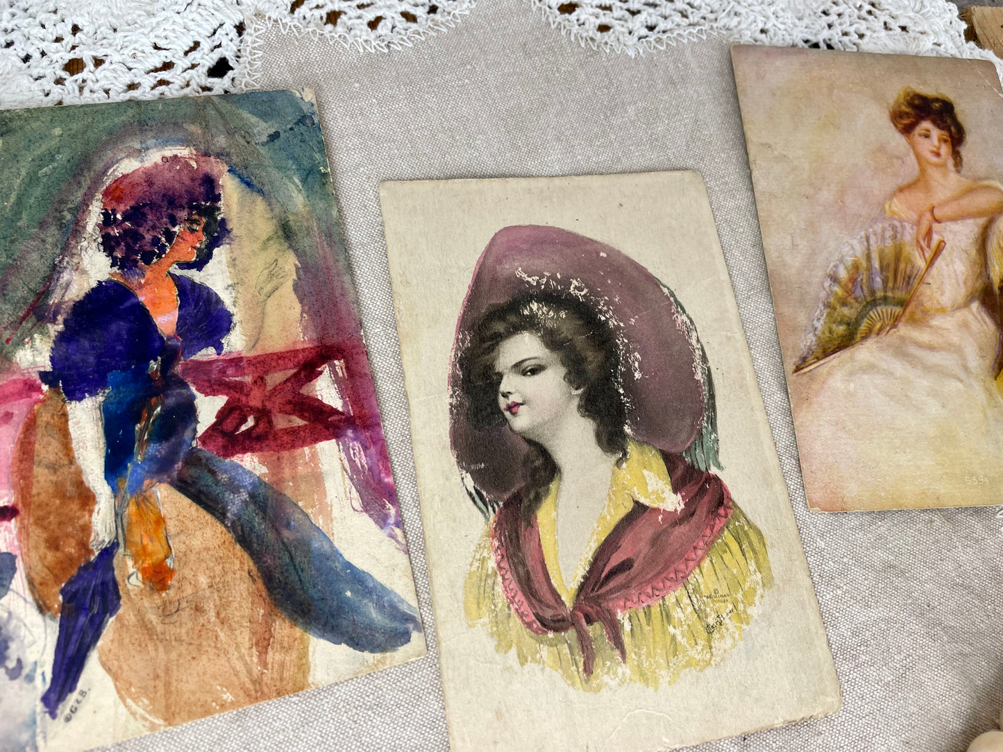 Vintage Victorian Women Postcards Set of 3