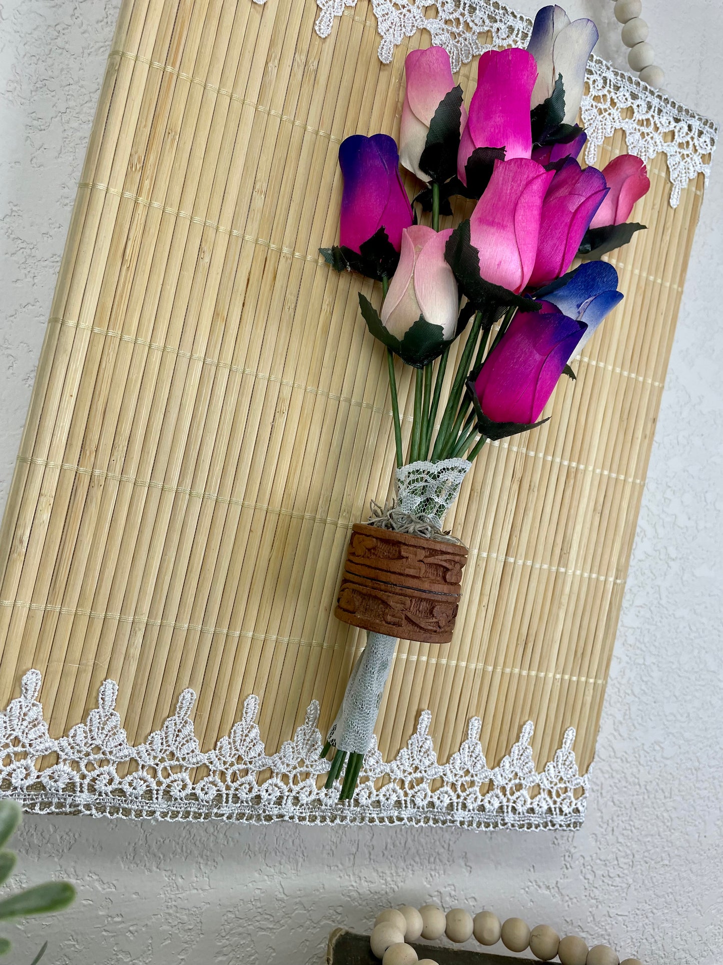 Handmade Wooden Rose Wall Hanging