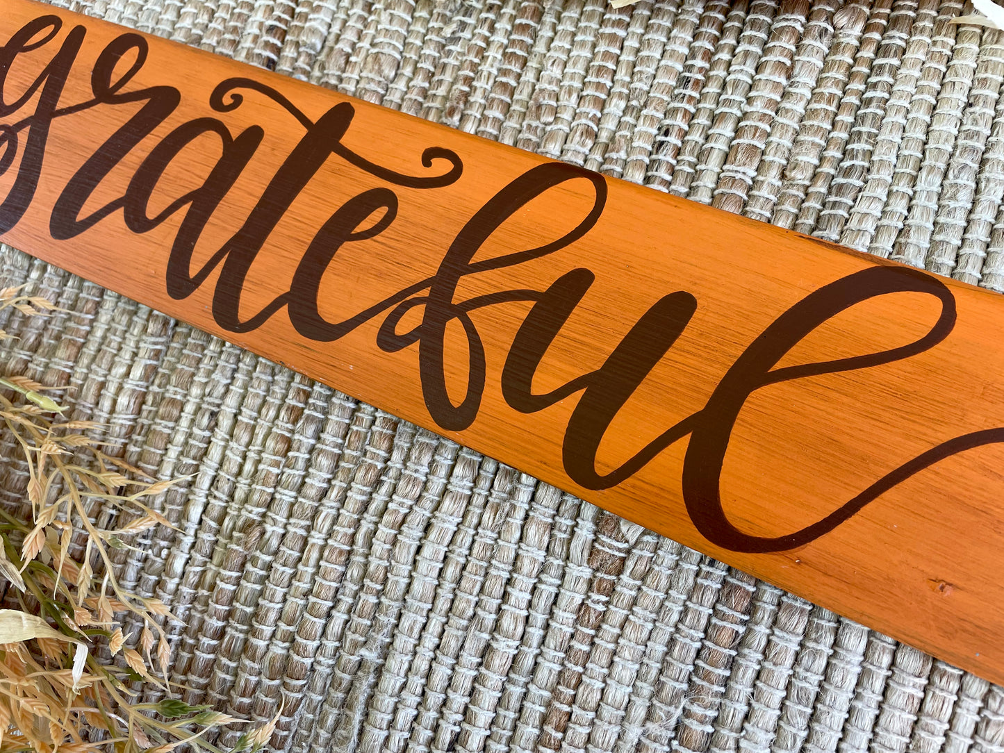 Handmade “Grateful” Sign on Reclaimed Wood