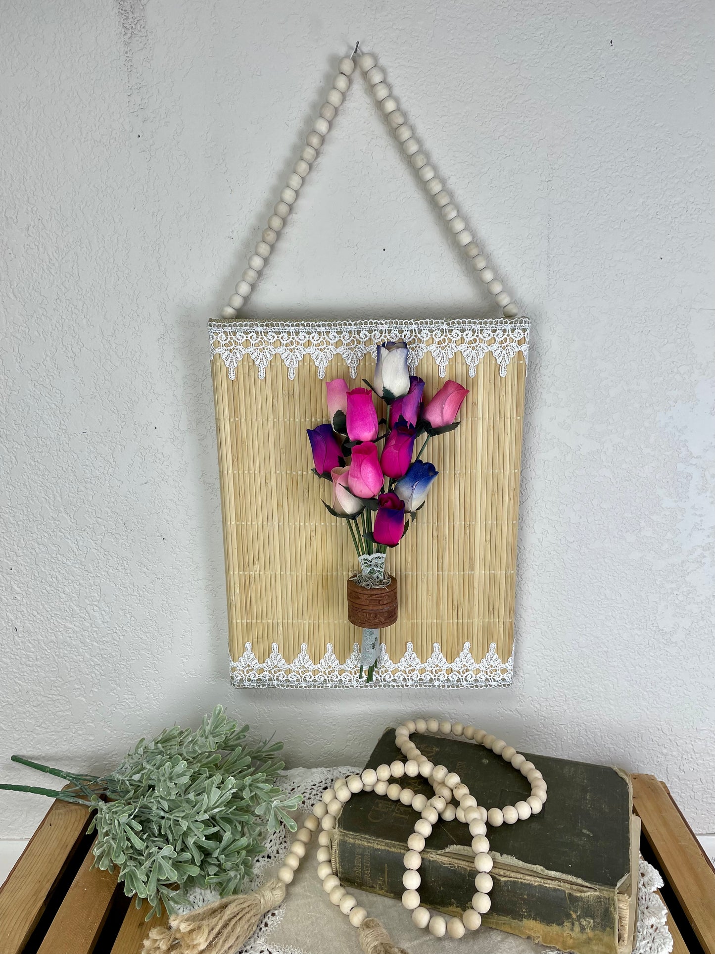 Handmade Wooden Rose Wall Hanging