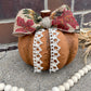 Handmade Textured Orange Pumpkin with Burlap Bow