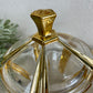 Vintage Glass Dish with Gold Details and Lid