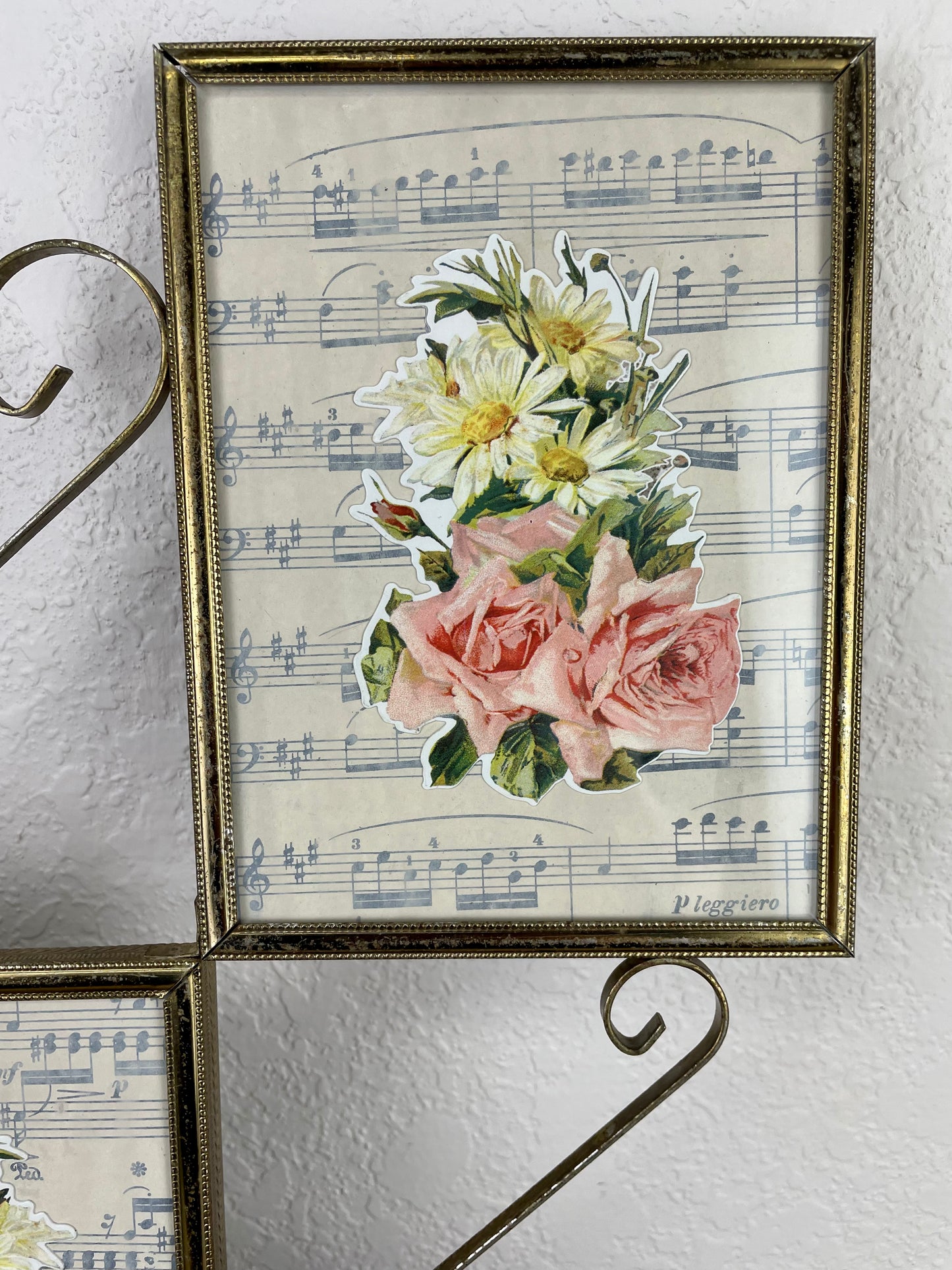 Vintage Brass Hanging Double Frame