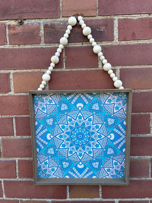 Boho Mandala Wall Art with Beaded Hanger